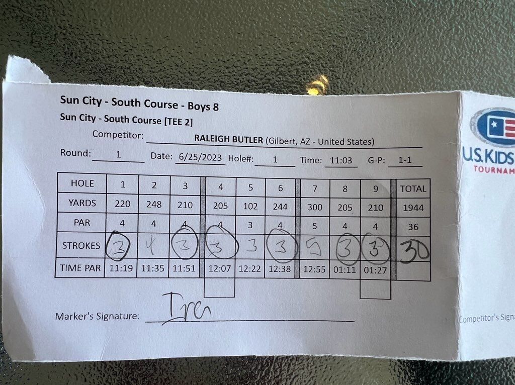 Raleigh Butler shoots a record 30 and wins the Phoenix Summer Tour Championship!